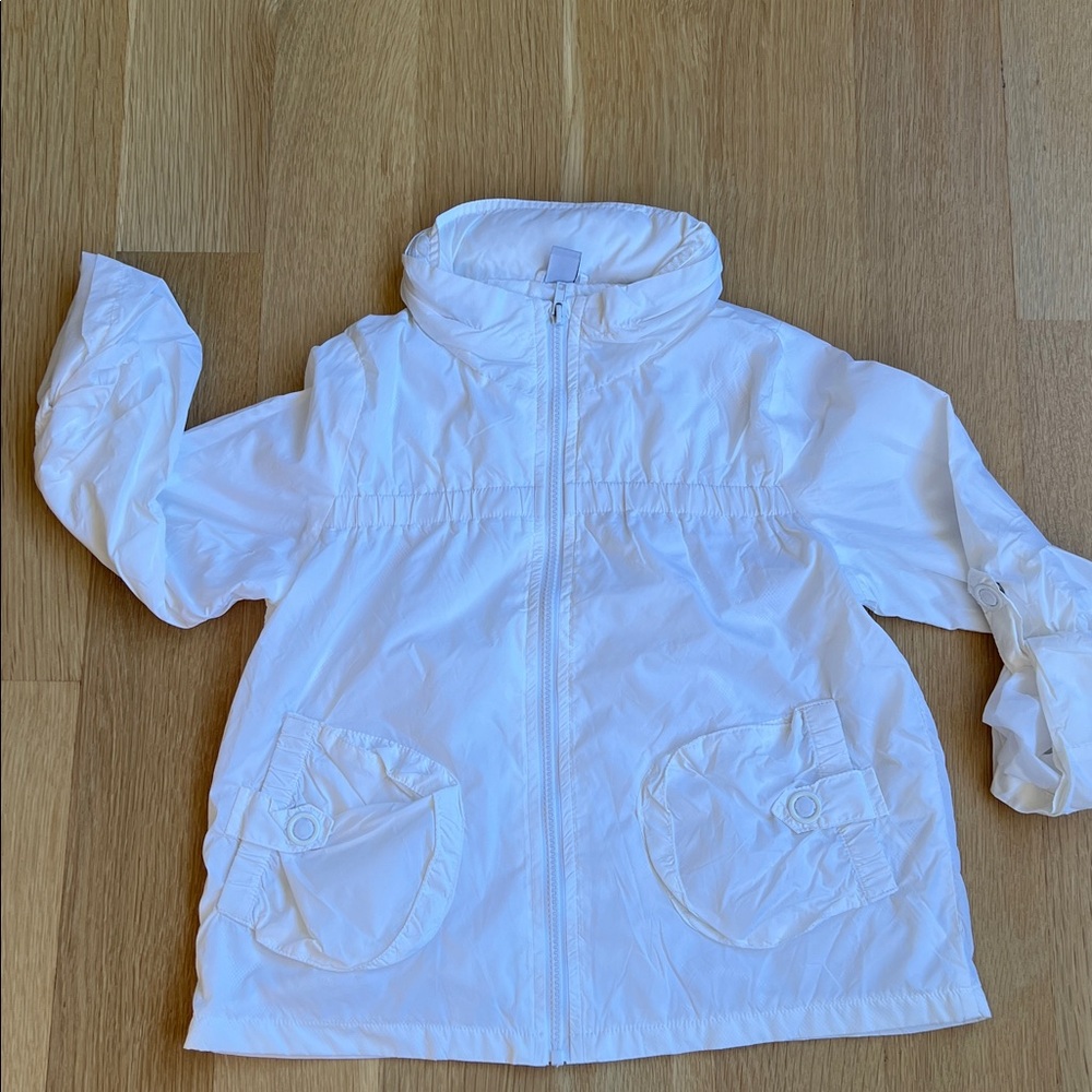 Zara Girls Hooded White Hooded Lightweigh Windbreaker Jacket Sz 7-8 128cm